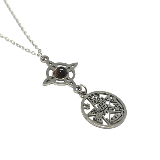 Collar Acero Doble Proteccion Con Piedra Ojo De Tigre Cadena 40+5 Cms 400603911-09