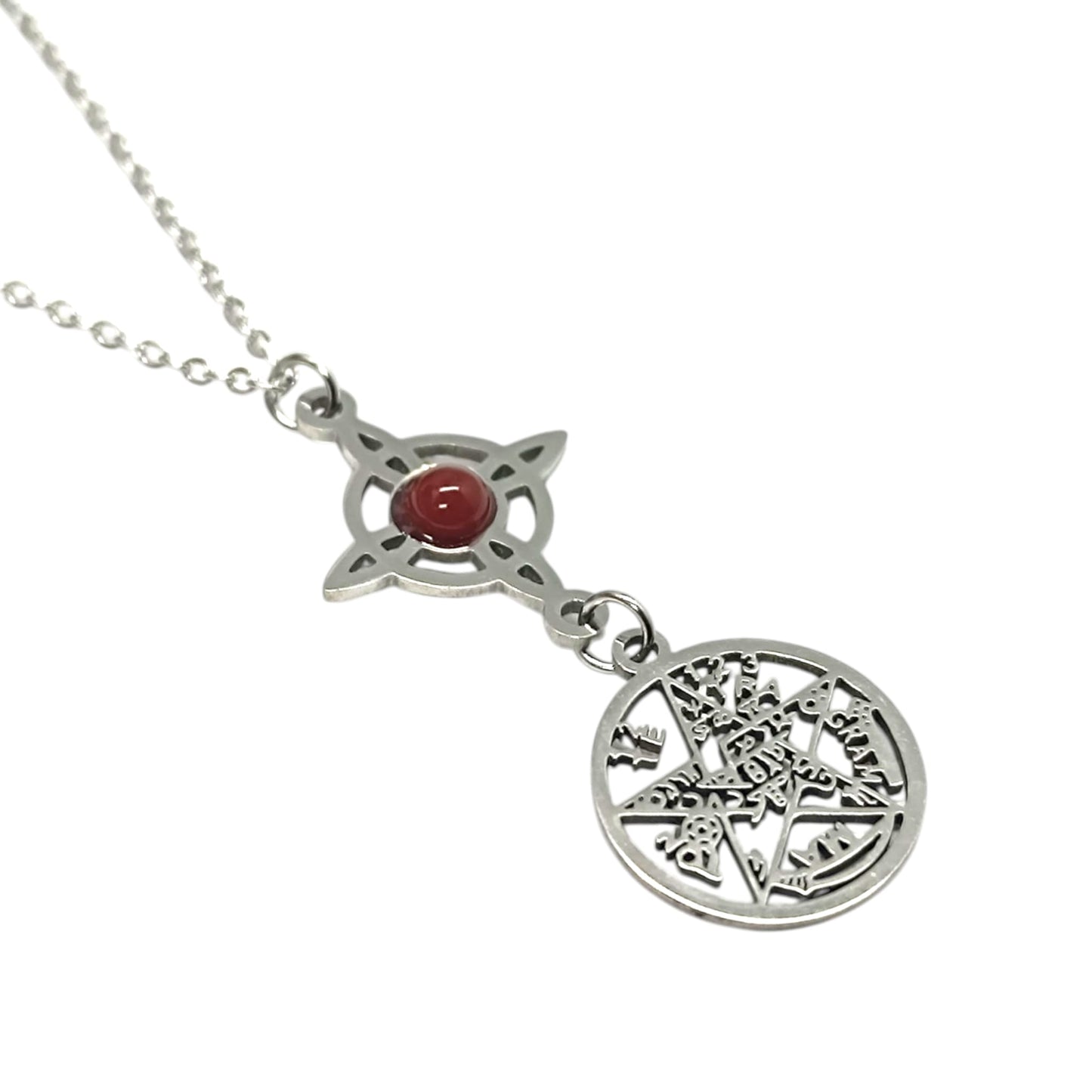 Collar Acero Doble Proteccion Con Piedra Carneola Cadena 40+5 Cms 400603911-07