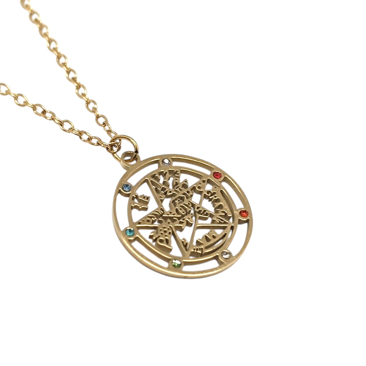 Collar Acero Dorado Tetragramaton Con Circonitas Cadena 40+5 Cms 400603913