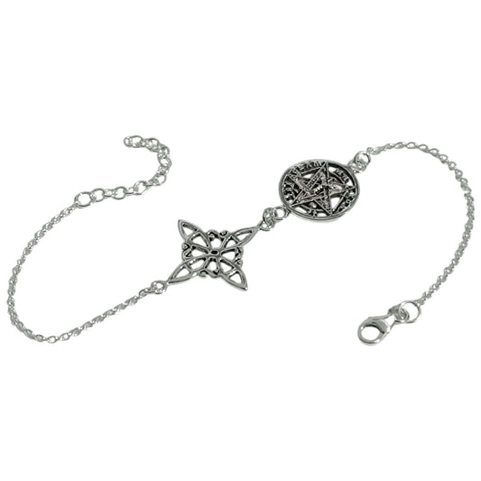 500303923 Pulsera Plata 925 Nudo De Bruja Tetragramaton 18 Cms Aprox