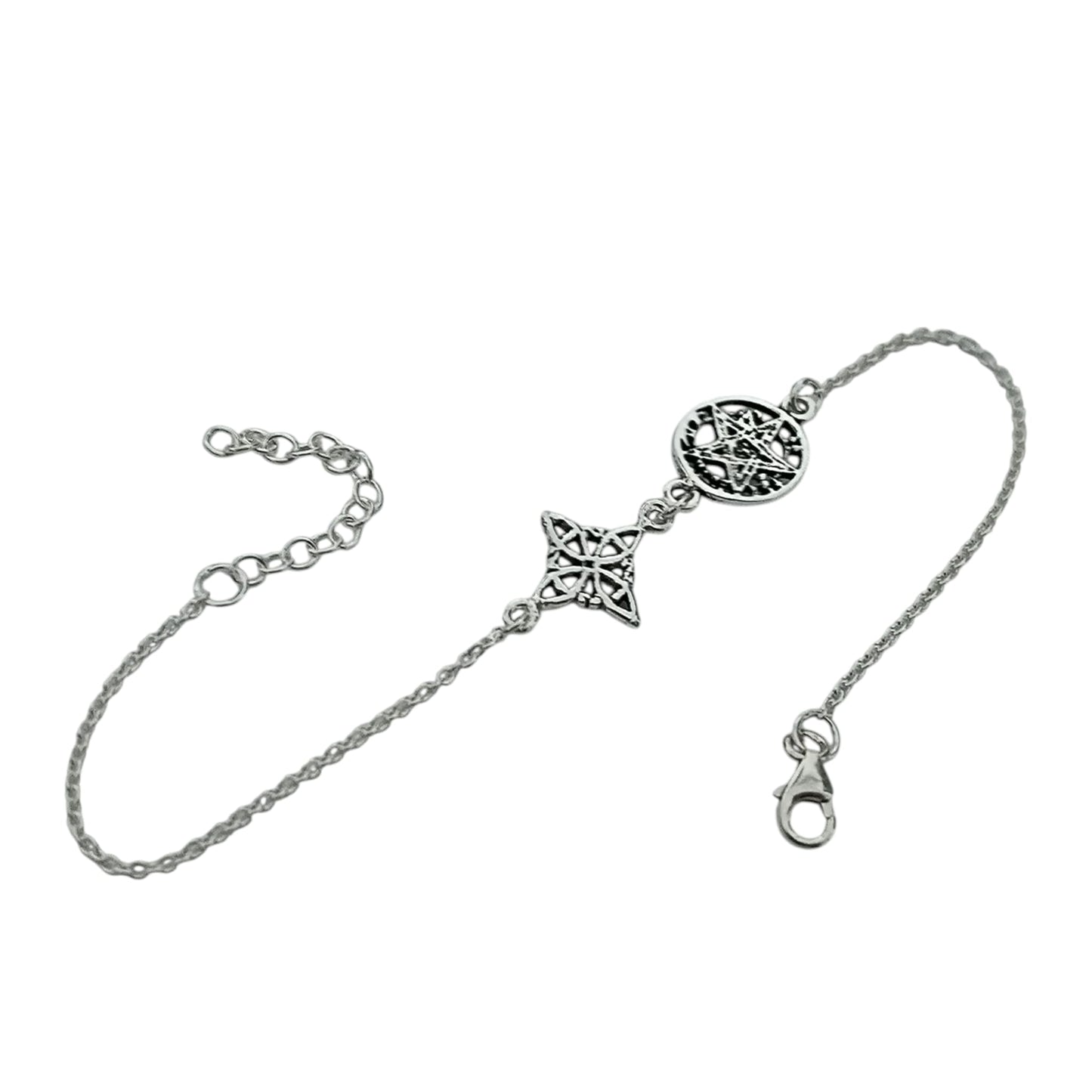 500303922 Pulsera Plata 925 Nudo De Bruja Tetragramaton 18 Cms Aprox
