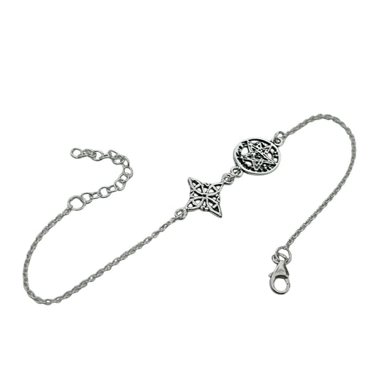 500303922 Pulsera Plata 925 Nudo De Bruja Tetragramaton 18 Cms Aprox