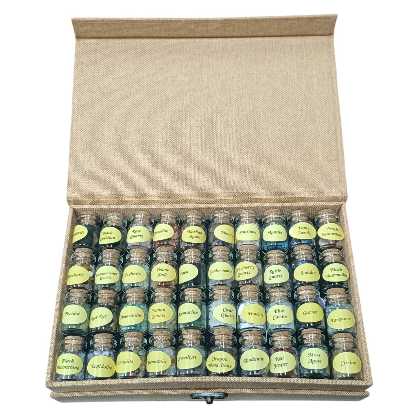 600104071 Coleccion 40 Botes Piedra Chips Minerales Surtidos Incluye Caja 23x15 cms