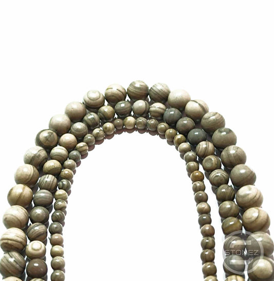 43929 Tira Cuentas Piedra Natural Jaspe Plata En 8 mm