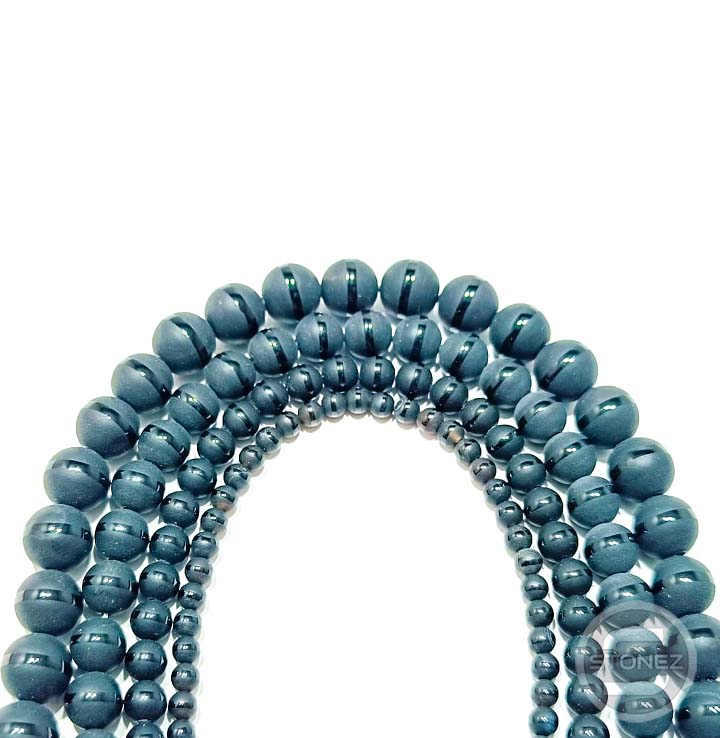 40518 Tira Cuentas Piedra Natural Onix Saturno En 8 mm