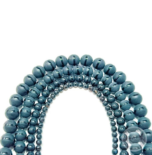 40518 Tira Cuentas Piedra Natural Onix Saturno En 8 mm