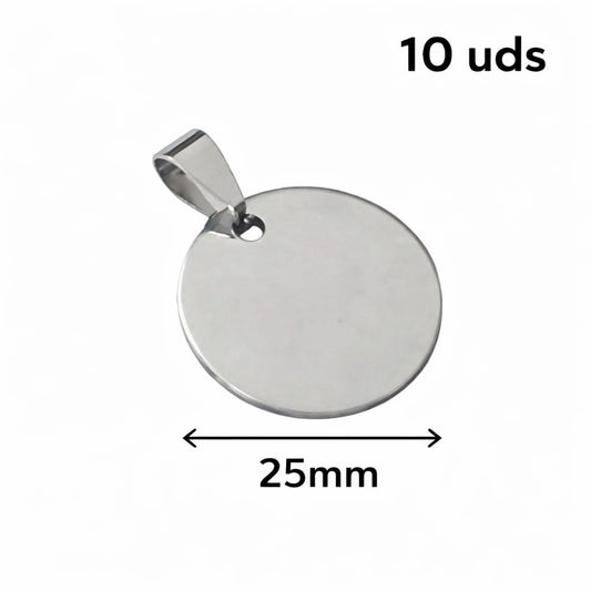 Paquete 10 Pcs Colgante Acero Para Grabar 25 mm  Ref 60942-06