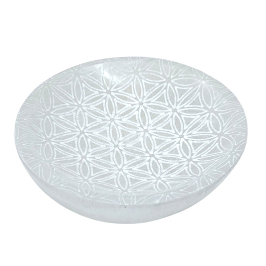 Cuenco Selenita Grabado Flor De La Vida 12 Cms Aprox Ref: 401204174