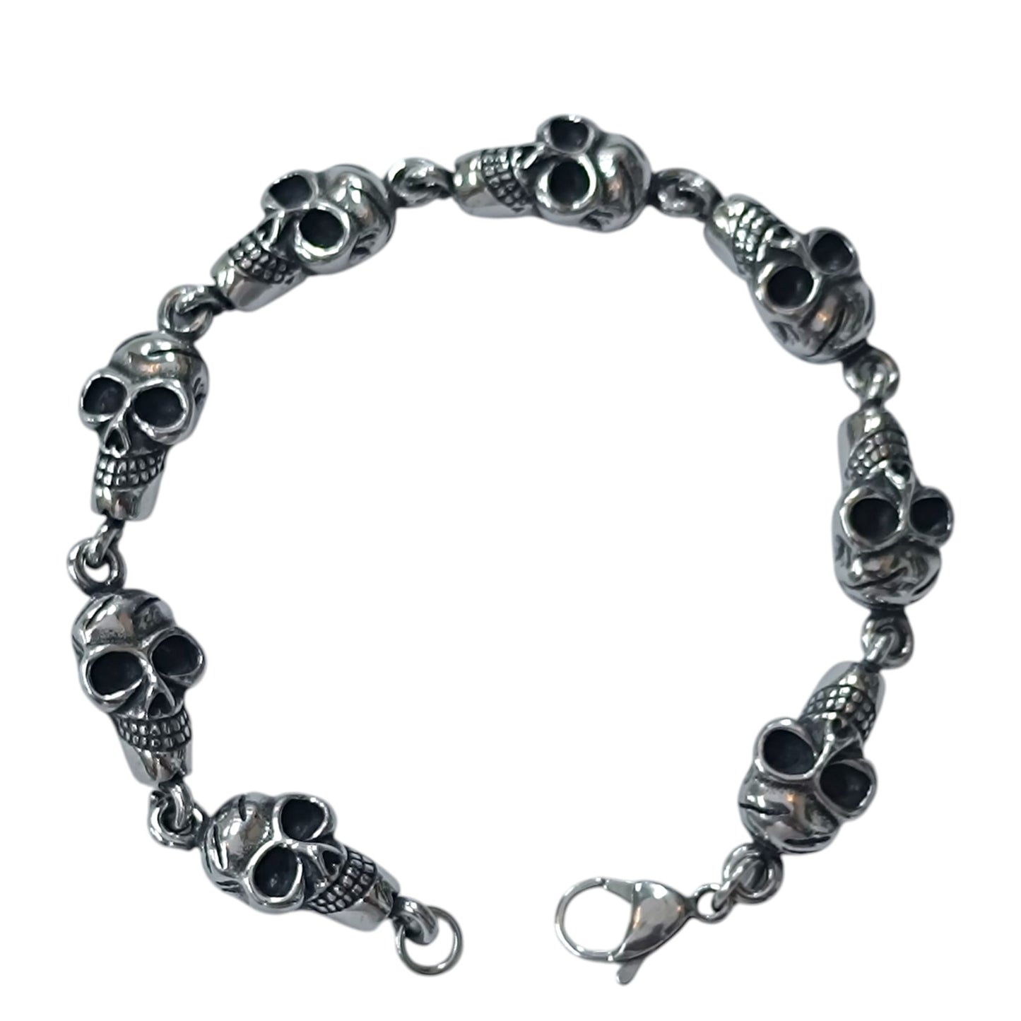 Pulsera Acero Calaveras 22 Cms Cierre Mosqueton 400104241-07