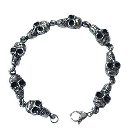 Pulsera Acero Calaveras 22 Cms Cierre Mosqueton 400104241-07