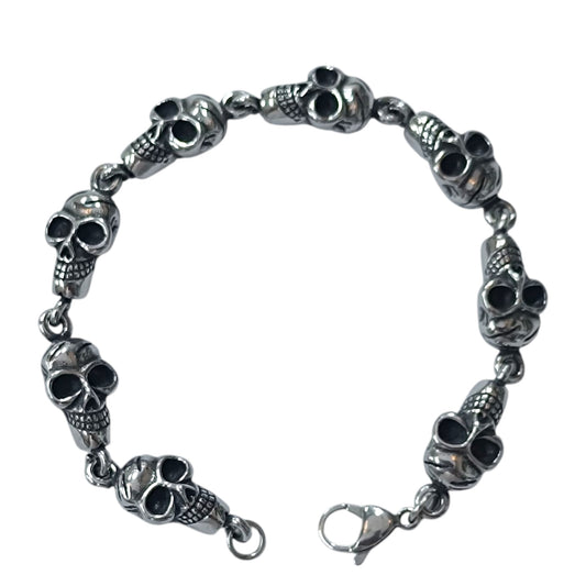 Pulsera Acero Calaveras 22 Cms Cierre Mosqueton 400104241-07