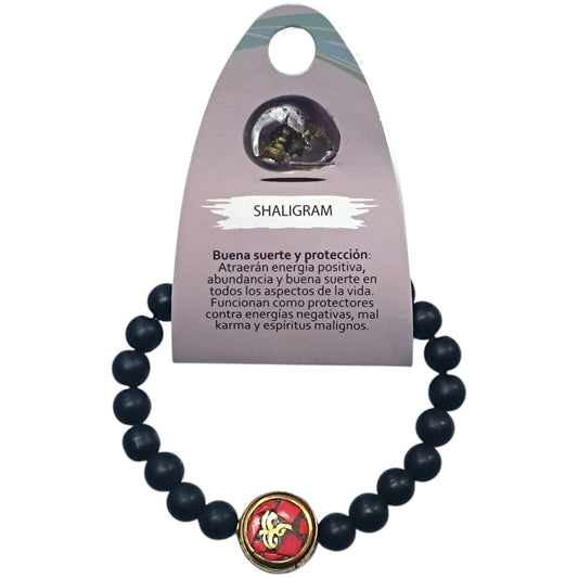 Pulsera Ajustable Macrame Shaligram 10 mm Y Entrepieza Tibetana (EL COLOR DE LA ENTREPIEZA PUEDE VARIAR )Ref: 600404336
