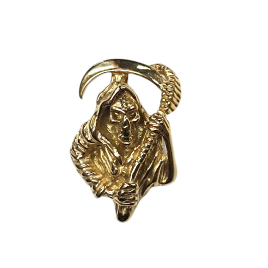 600104128-01 Colgante Acero Dorado Santa Muerte 33 mm