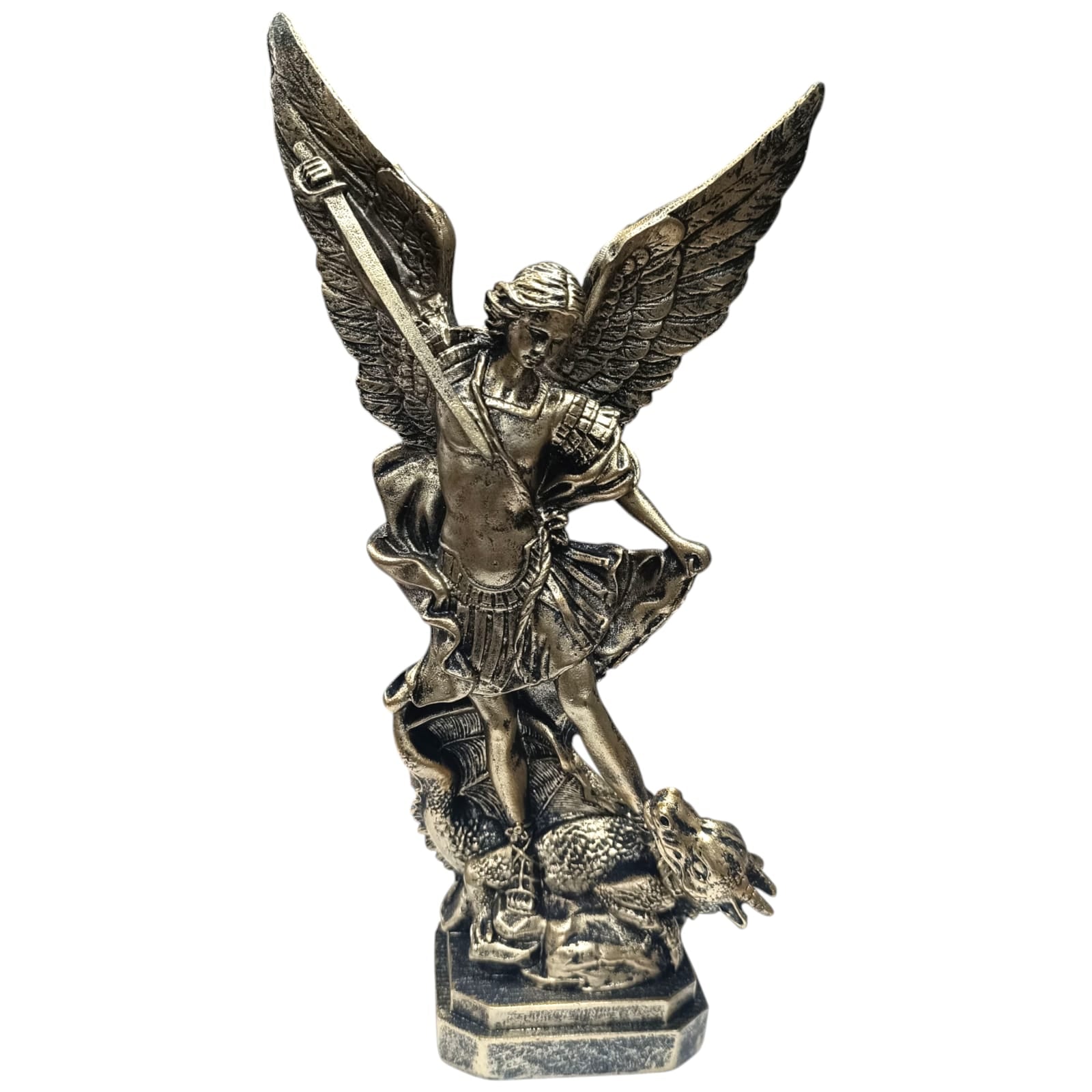 Figura En Resina San Miguel Con Dragon Aprox 30 Cms Aprox Color Bronce 600103662 - stonez