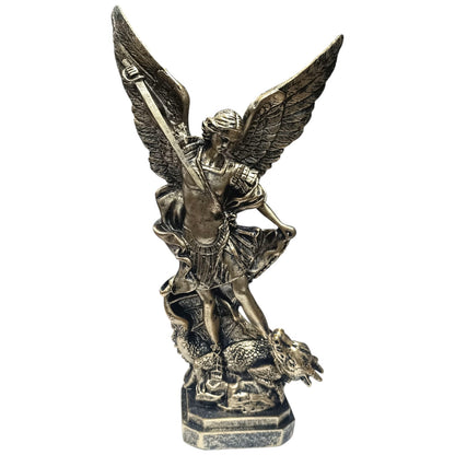 Figura En Resina San Miguel Con Dragon Aprox 30 Cms Aprox Color Bronce 600103662 - stonez