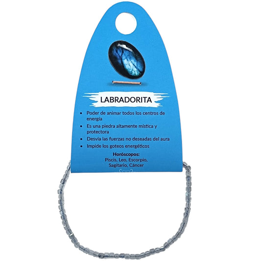 Pulsera Facetada Labradorita Cubo 2X2 mm Ref:600604046