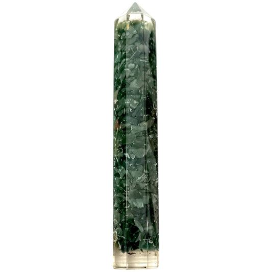 Obelisco Orgonita y Piedras Agata India 16 Cms Aprox