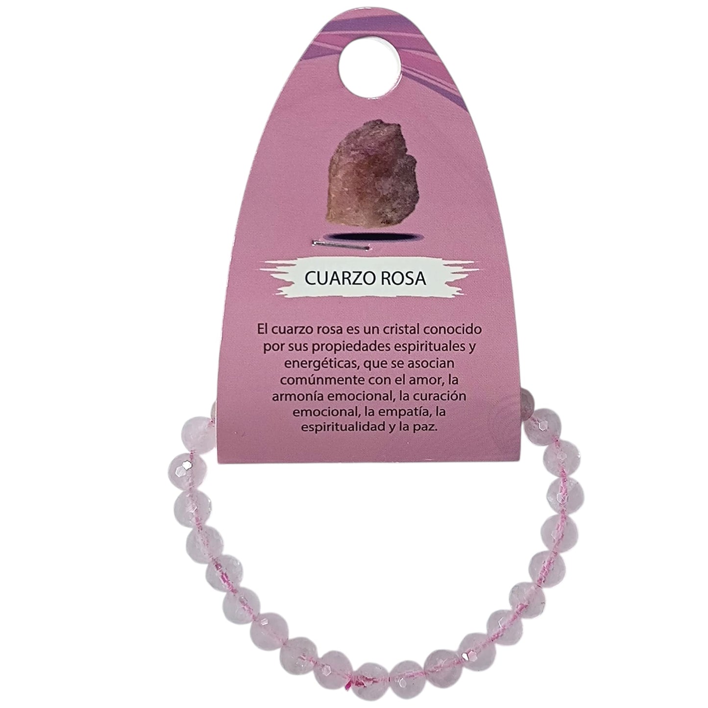 Pulsera Facetada Cuarzo Rosa 6 mm