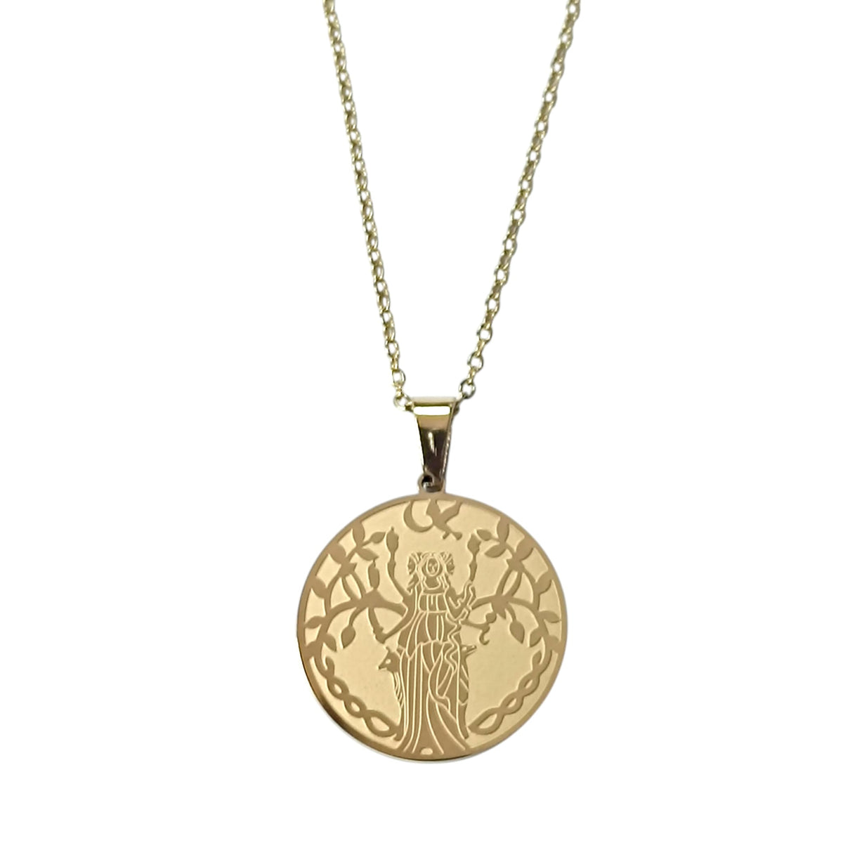 Collar Acero Dorado Hecate 25 mm Cadena 42+5 Cms REF 600104436