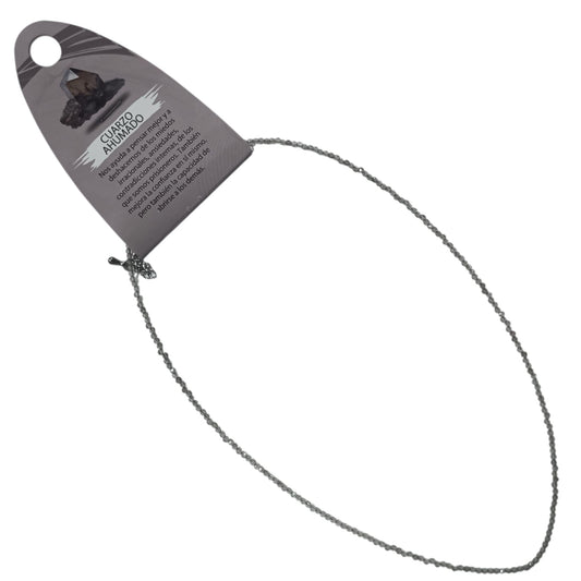 600603709 Collar Cuarzo Ahumado 2 mm Facetada 40+5 Cms Cierre Acero