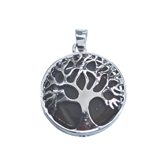 Colgante Arbol De La Vida En Metal Con Piedra Natural Agata Marron 25 mm Aprox 35014-89
