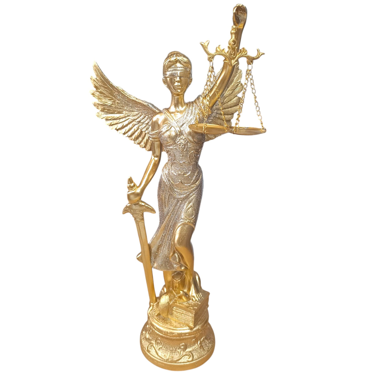 600103405 Figura En Resina Diosa De La Justicia Con Alas 36 Cms Apox Color Dorado