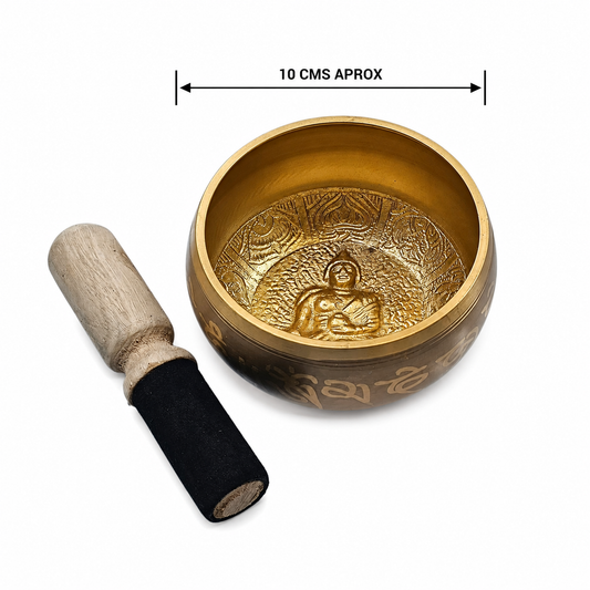 Cuenco Tibetano 4 Metales 10 Cms Aprox Color Dorado Tallado Buda REF: 600304394
