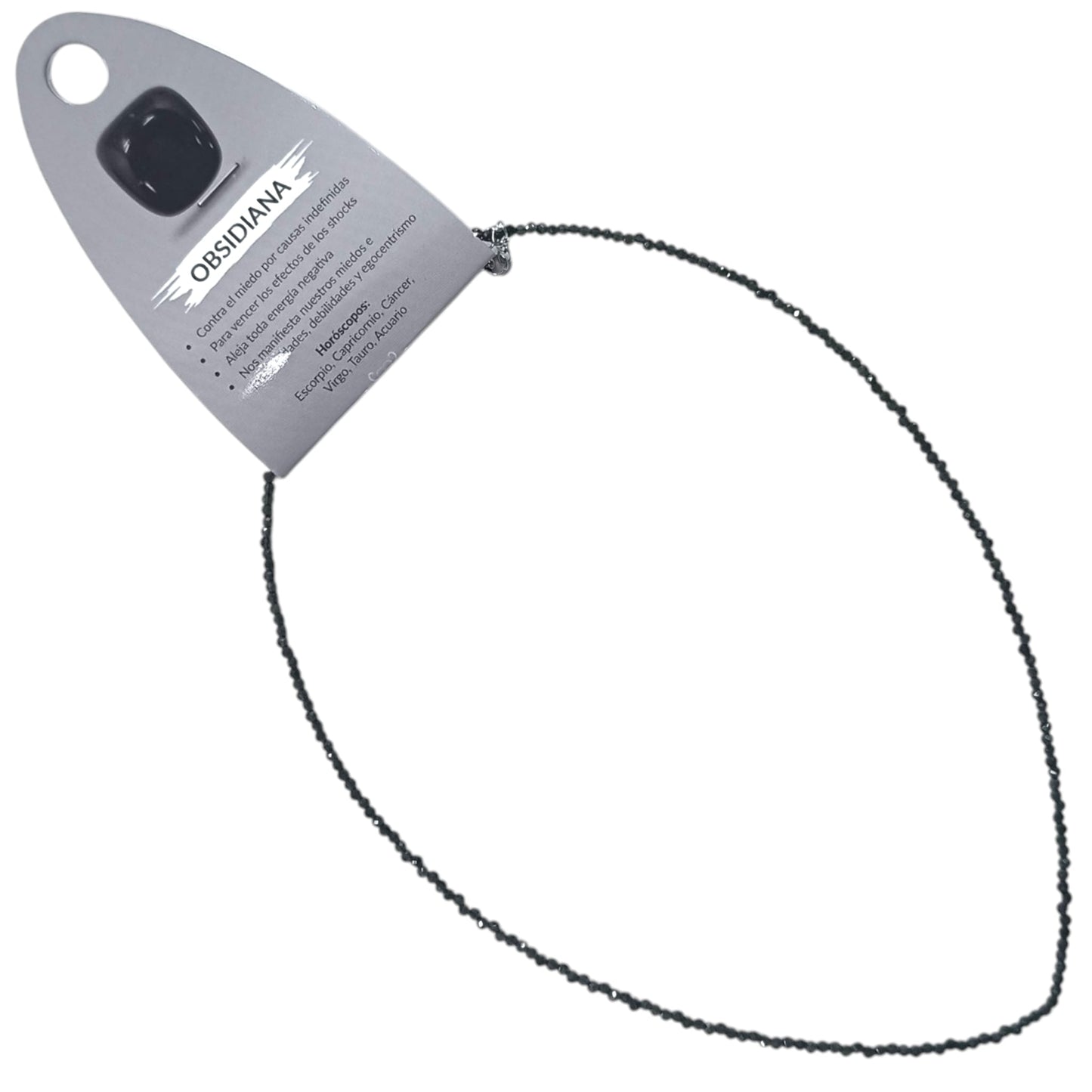 600603696 Collar Obsidiana 2 mm Facetada 40+5 Cms Cierre Acero