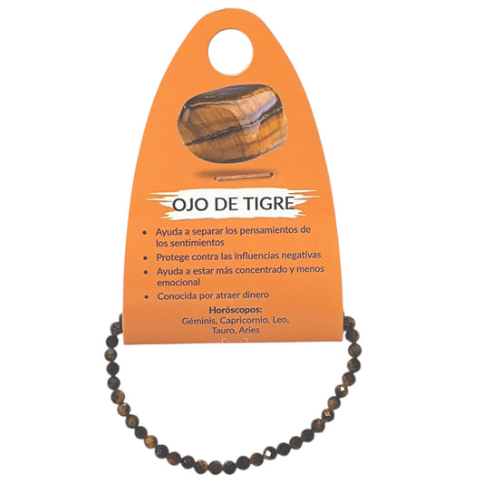 Pulsera Facetada Infantil Ojo De Tigre 3 mm 15,5 Cms Aprox 600604292