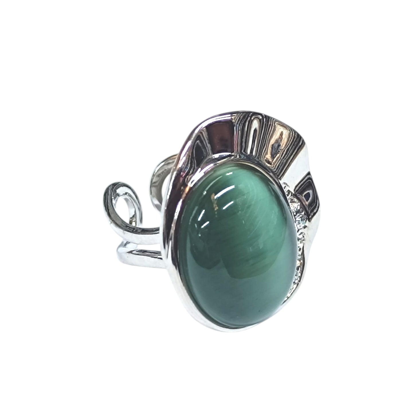 Anillo Adaptable Ojo De Gato Metal Baño Rodio ref 6