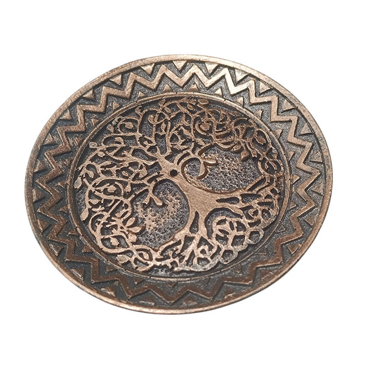 600102171-06 Porta Incienso Arból De La Vida En Resina 9,5 Cms Aprox En Color Bronce