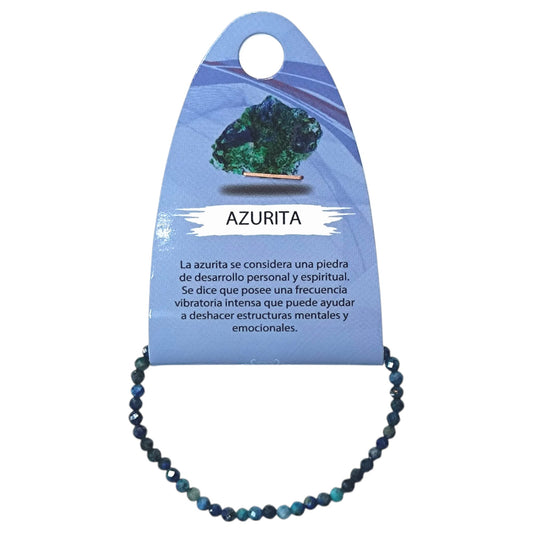 Pulsera Facetada Infantil Azurrita 3 mm 15,5 Cms Aprox 600604269