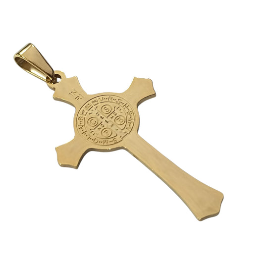 600103451-02 Colgante Acero Dorado Cruz San Benito 50 mm