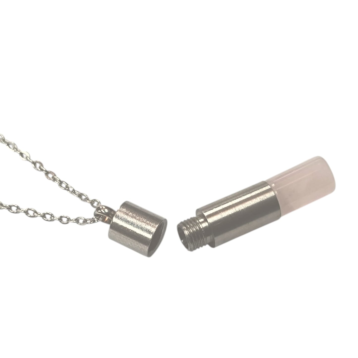 Collar Acero 45 Cms Cofre Deseo Con Piedra Natural Cuarzo Rosa 600103553-02