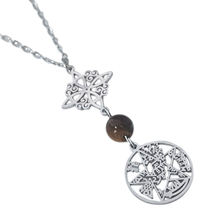 Collar Acero Doble Proteccion Y Piedra Natural Ojo De Tigre Cadena 40+5 Cms 400503247-15