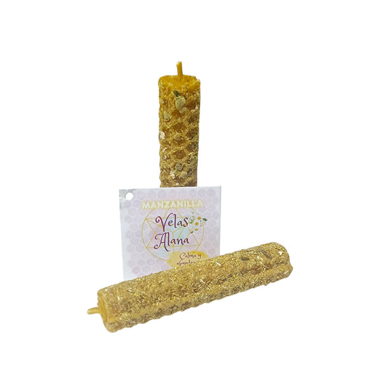 Vela Miel Ritualizada de Miel con Manzanilla – Calma y Abundancia 8 x 1.5 Cms (2 Uds) 61764