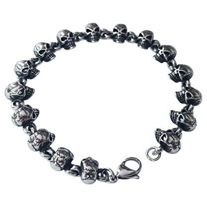 Pulsera Acero Calaveras 22 Cms Cierre Mosqueton 400104241-04