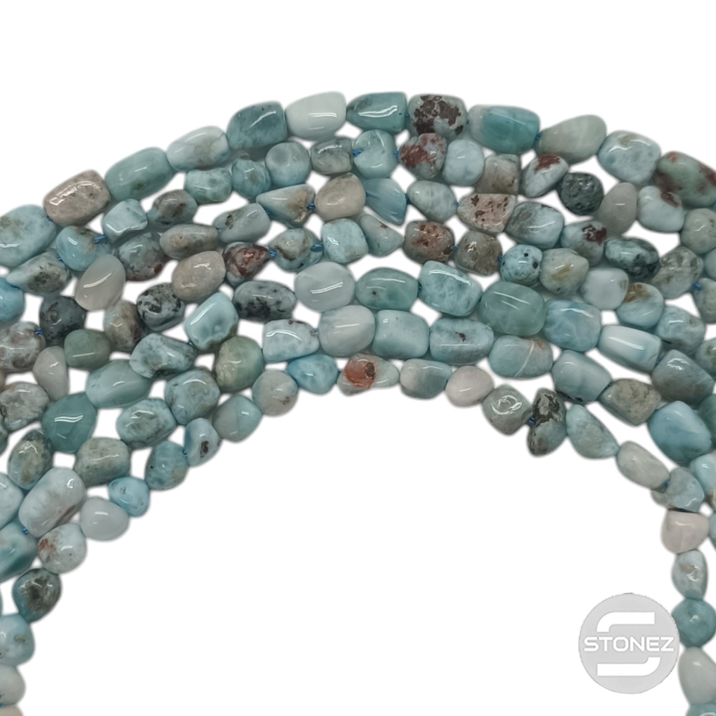 44224 Tira Cuentas Piedra Natural Larimar Forma Irregular