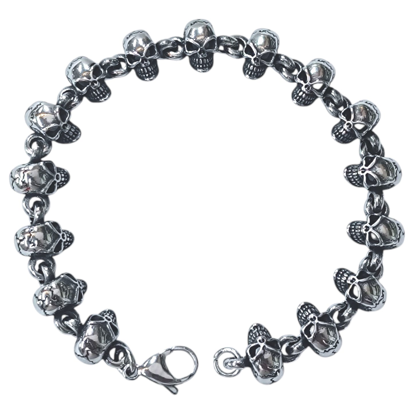 Pulsera Acero Calaveras 22 Cms Cierre Mosqueton 400104241-04