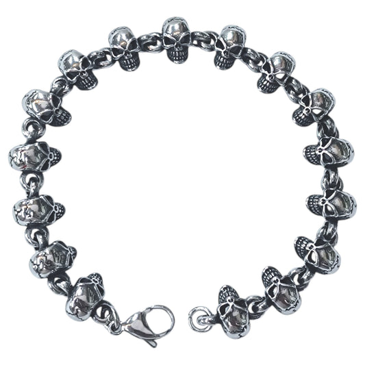 Pulsera Acero Calaveras 22 Cms Cierre Mosqueton 400104241-04