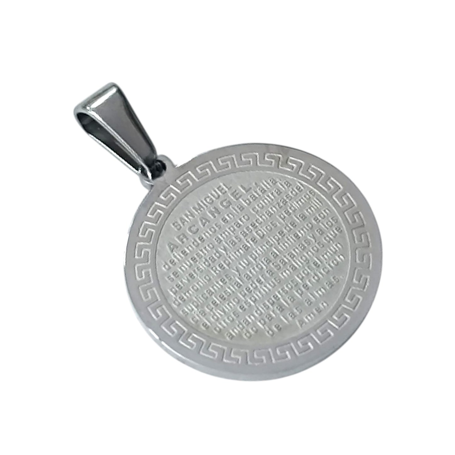 600103451-09 Colgante Acero Medalla San Miguel 20 mm Con Oracion En La Parte Trasera