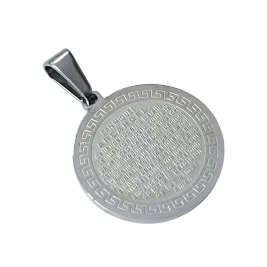 600103451-09 Colgante Acero Medalla San Miguel 20 mm Con Oracion En La Parte Trasera