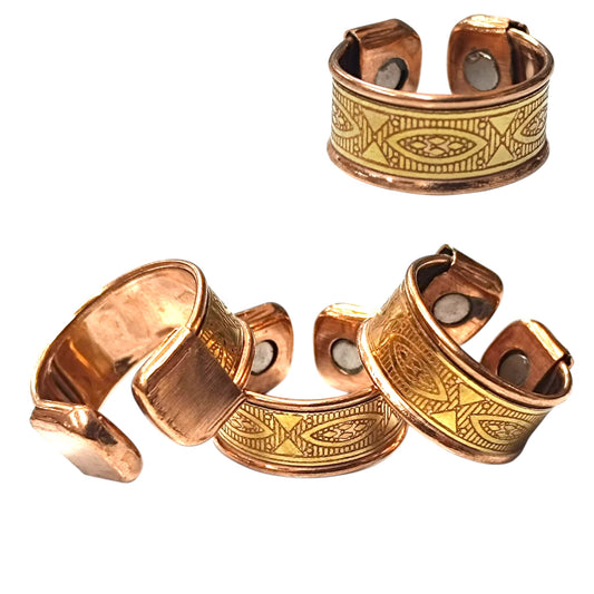 Paquete 4 Unidades Anillos Ajustable Cobre Con Imán REF:600304377-06 (EL TAMAÑO DEL ANILLO PUEDE VARIAR)