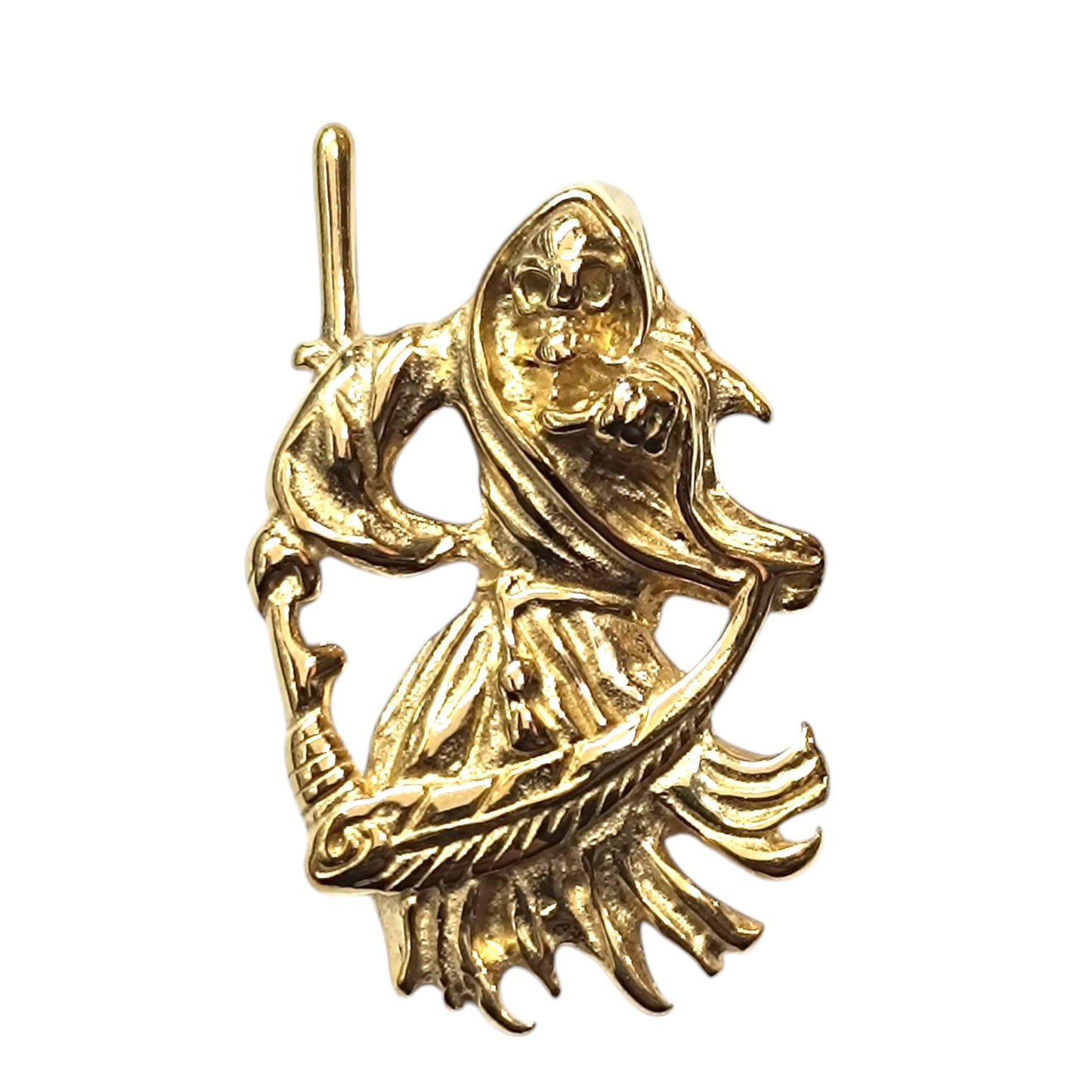 600104128-03 Colgante Acero Dorado Santa Muerte 45 mm