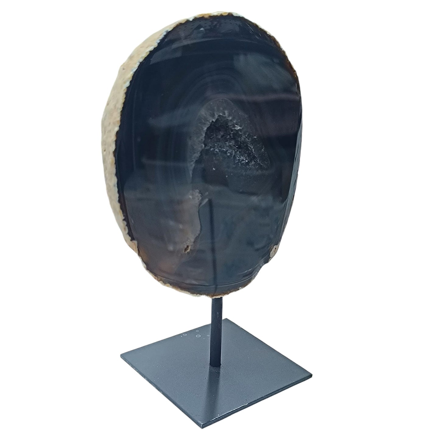 1114 Piedra Natural Agata Con Base De Metal Peso 1135 Gr Altura 19 Cms Aprox (PIEZA UNICA) PIEZA NA6