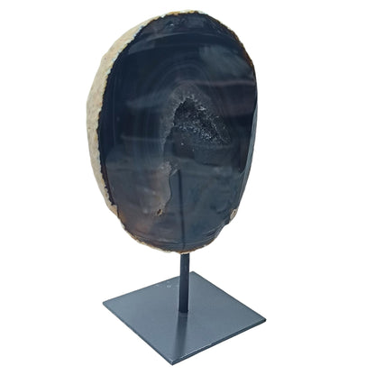 1114 Piedra Natural Agata Con Base De Metal Peso 1135 Gr Altura 19 Cms Aprox (PIEZA UNICA) PIEZA NA6
