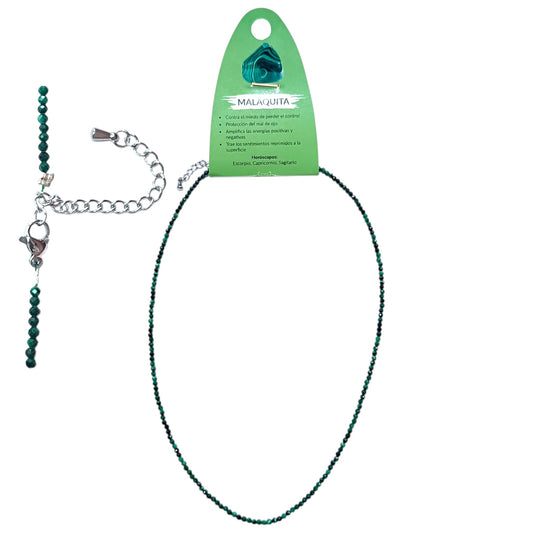 Collar Malaquita 2 mm Facetada 40+5 Cms Cierre Acero 600603691