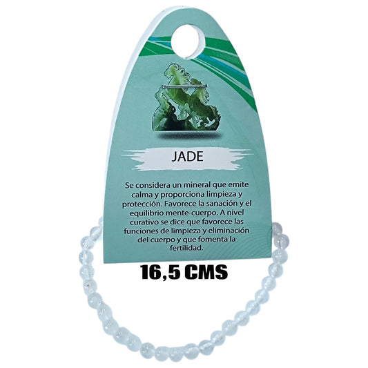 Pulsera Elastica Infantil 16,5 Cms Aprox Piedra Jade Blanco 4 mm 600104508-79