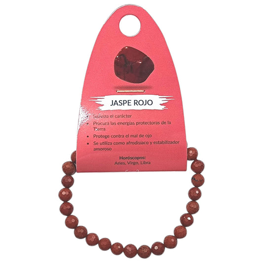 Pulsera Facetada Piedra Natural Jaspe Rojo 6 mm Ref: 600604319