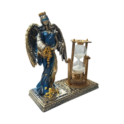 Figura En Resina Diosa De La Justicia Con Alas Y Reloj De Arena 17x19 Cms Apox Color Azul 600104405